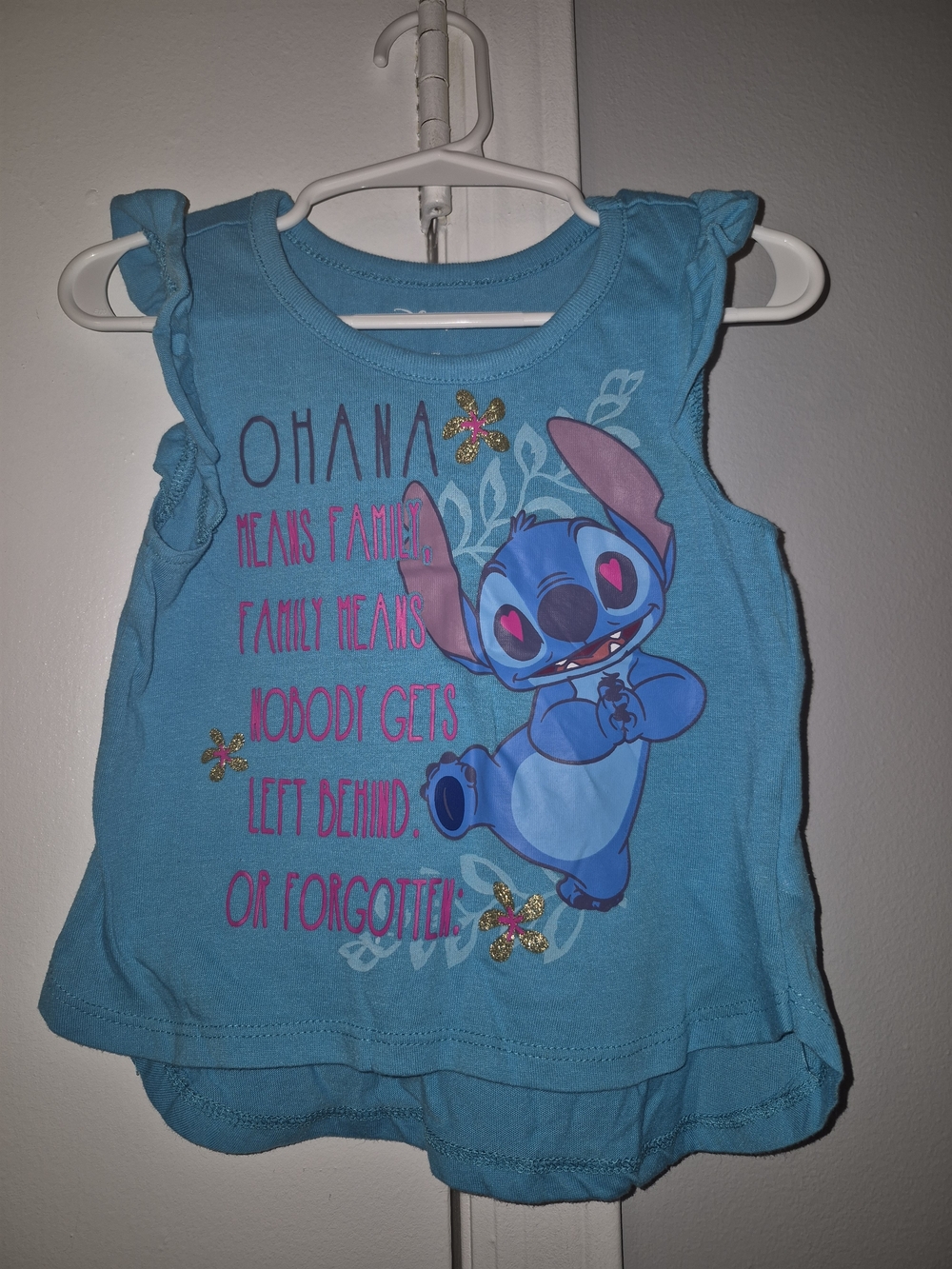 Disney Blue Stitch 'Ohana' Girls Tank Top